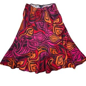East 5th | Vibrant Orange, Red, Burgundy and Black Pattern Skirt | Size 4